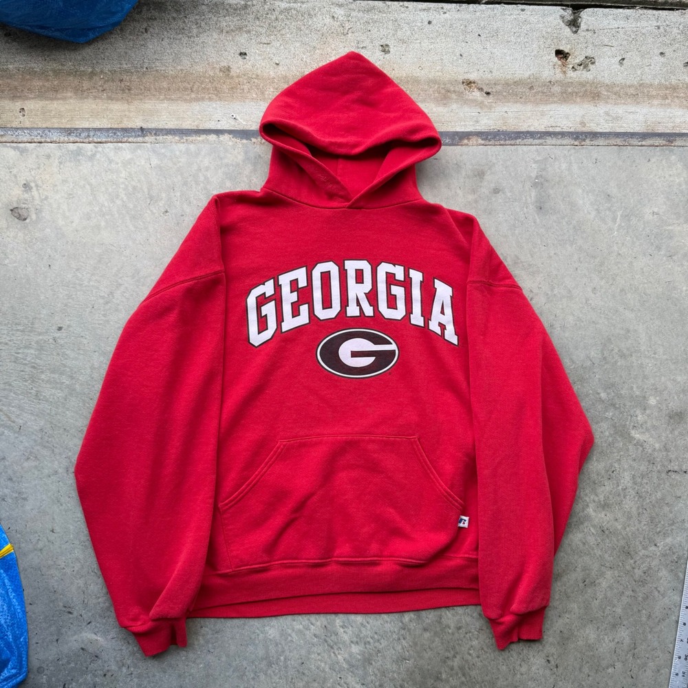 Russell Athletic Georgia Bulldogs Hoodie Red XL Pullover Sweatshirt NCAA Vintage